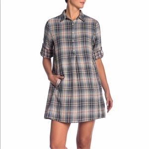 Max Studio Shirt Dress 100% Cotton Tartan Plaid Pattern Size Small Fits Bigger